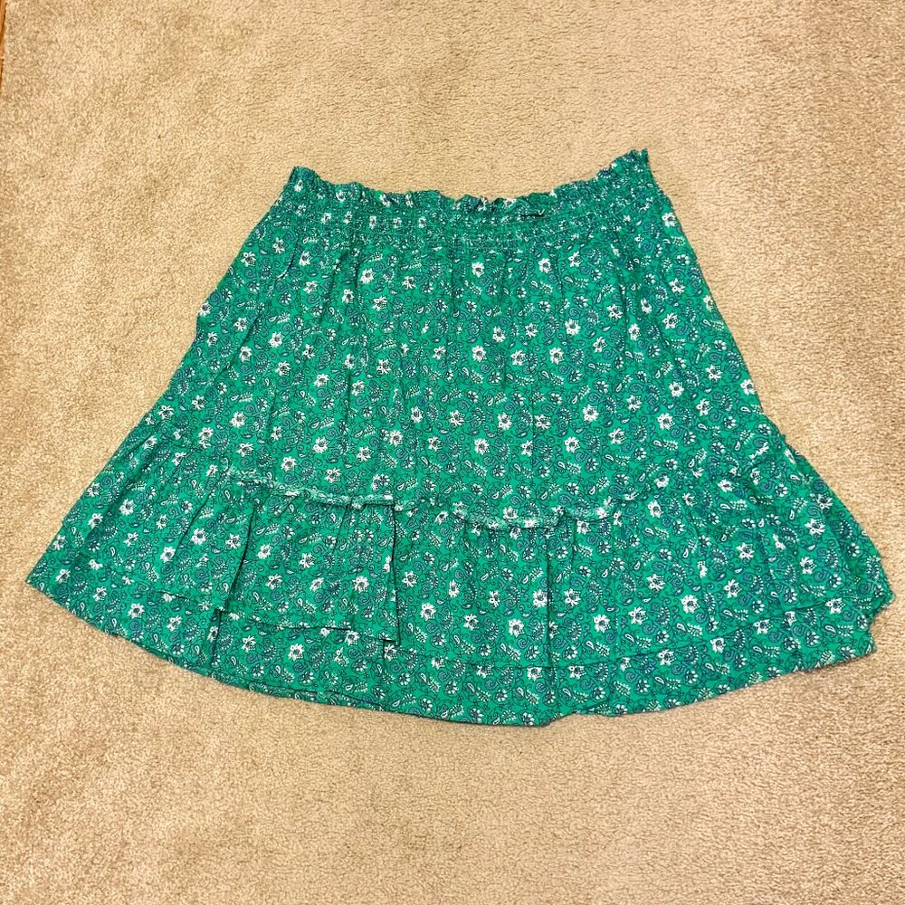 J. Crew Green Floral Mini Skirt